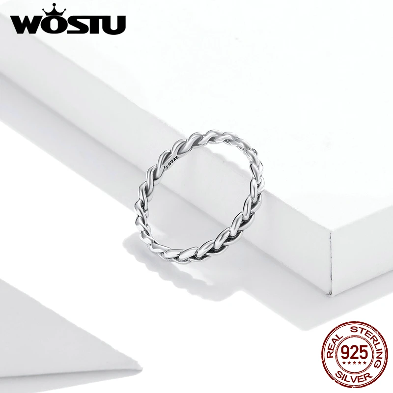 Женское кольцо с плетеной текстурой оригинальное из стерлингового серебра 100%