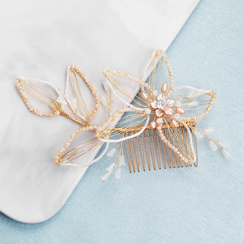 Miallo 2019 новейшие золотые цветы ручной работы Свадебный гребень для волос заколки