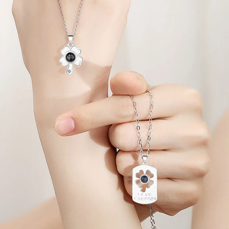 Модное Новое ожерелье на удачу для пары пара проекционных камней с надписью I Love