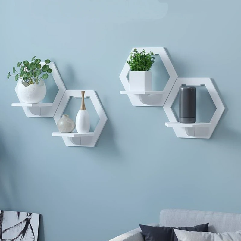 

Storage Racks Home Decoration Plastic Wall-mounted Shelf Geometric Shape Convenient Storage for Home Office Thick Plates