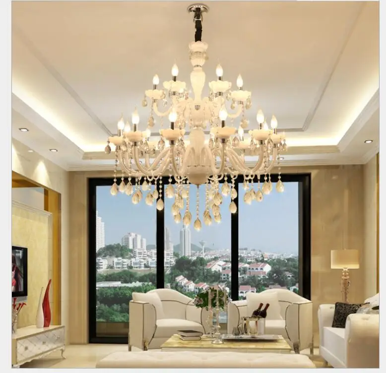 Хрустальная люстра в форме свечи декоративные светильники белого цвета для