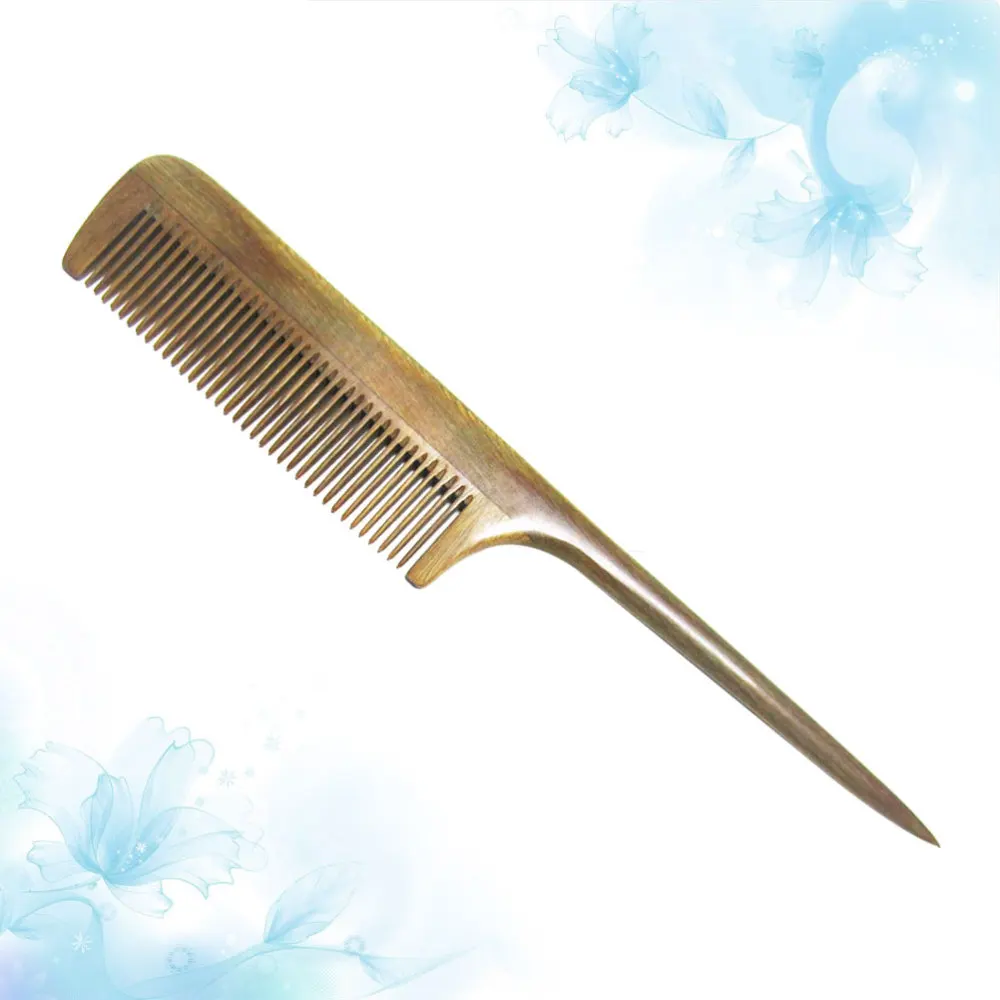 

Green Sandalwood Comb Wooden Hair Comb Long Handle Pointed Tail Comb Comb Hair Smoothing Wooden Comb Fine Tooth Comb