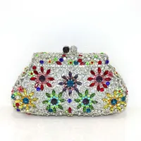 New Style Metallic Hollow Out Crystal Floral Women Evening Clutch Bag Dazzling Woman Crystal Evening Metal Clutches High Quality