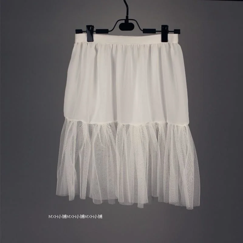 2020 шифоновое Сетчатое платье комбинация с оборкой сетчатая юбка годе