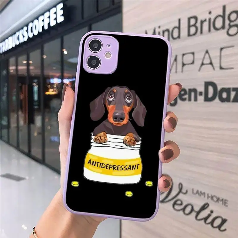

Dachshund dog animal cute Phone Case Matte Transparent for iPhone 7 8 11 12 s mini pro X XS XR MAX Plus cover funda