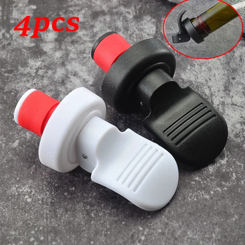 

1/2/4pcs Plastic Wine Bottle Stopper Vacuum Sealed Wine Bottle Champagne Saver Pressure Sealer Preserver Retain Freshness Tools