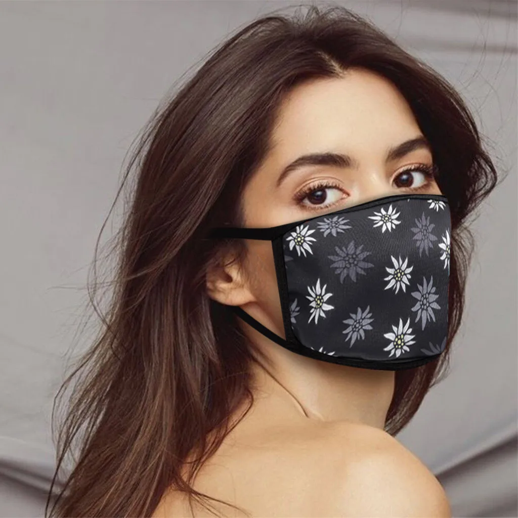 Летняя тонкая хлопковая маска промытая и вышитая от солнца для рта лица моющаяся