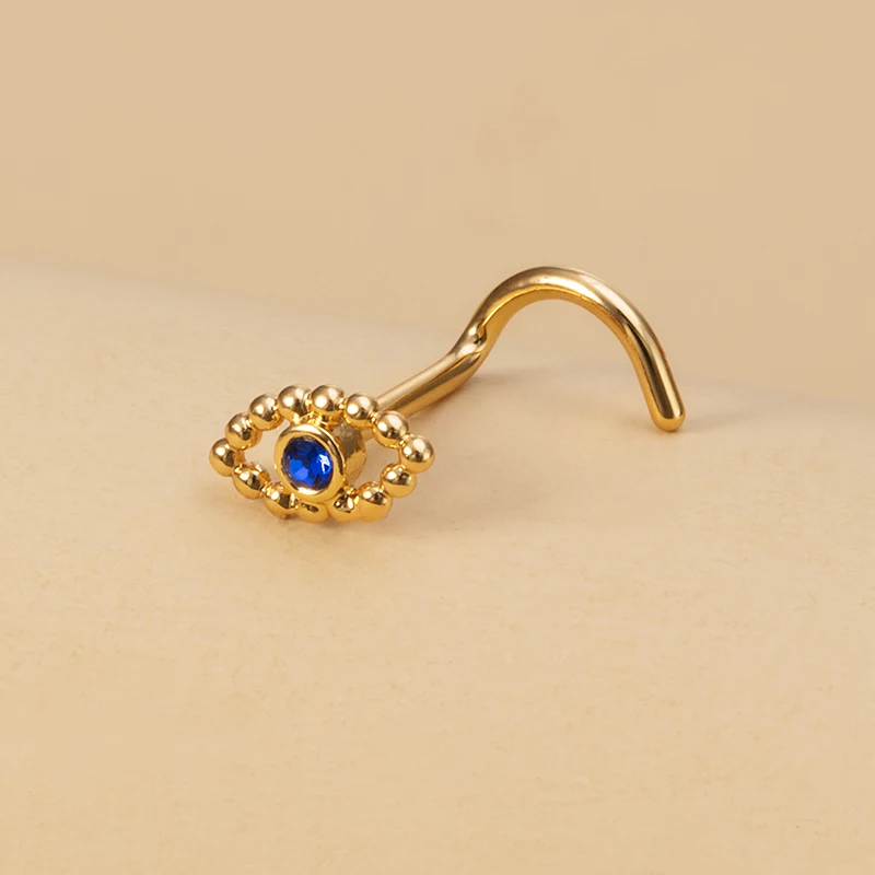 

1pc Gold Color Nose Stud Piercing Stainless Steel Nose Rings Nostril Screw L Shape CZ Crystal Nariz Bone Women Body Jewelry 20G