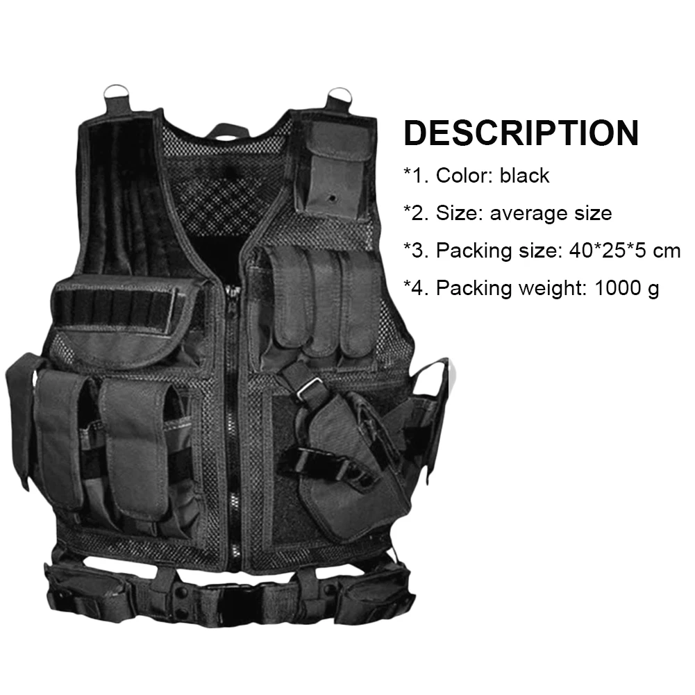 

Tactical Vest Durable Adjustable Multi-pocket Military Combat Training Vest for Outdoor Adventure Hunting Survival Equipment