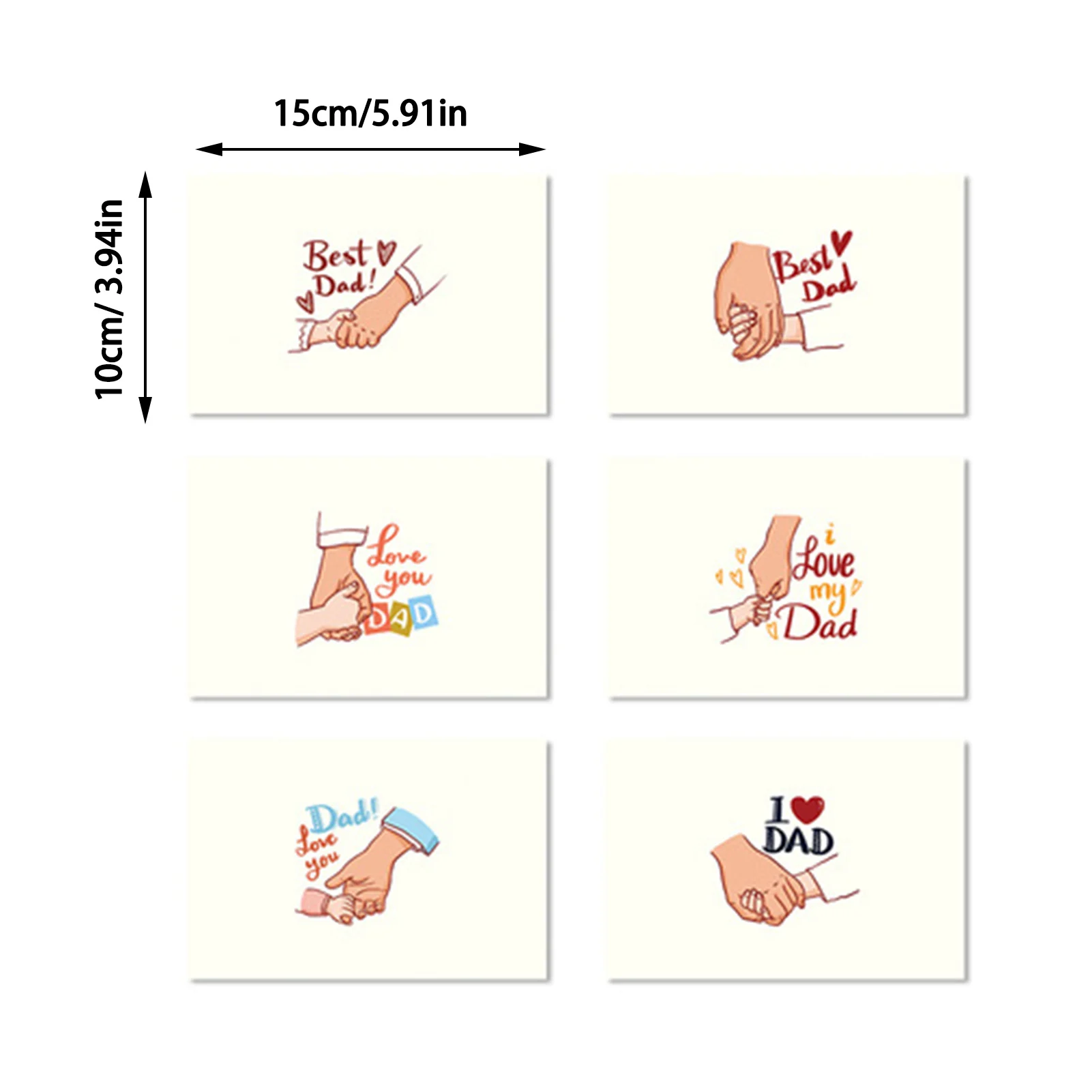 

6Pcs Happy Fathers Day Card Best Wishes Folding Card Message Card Handmade Gift Greeting Card Student Children Thanksgiving Card