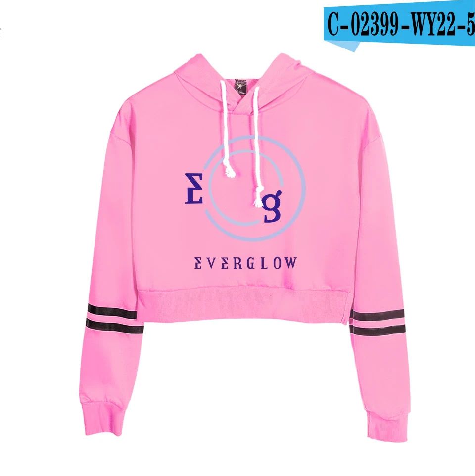 Everglow Kpop Корейская новая команда для девочек уличная Женская пуловер пупка толстовки Толстовка крутая поясничная популярная новинка года толстовки - Цвет: WY22