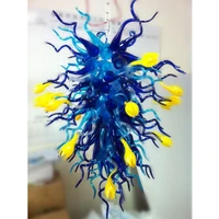 c08 free shipping large tulip flower chandeliers cheap blue murano glass unique design creative chandelier lighting