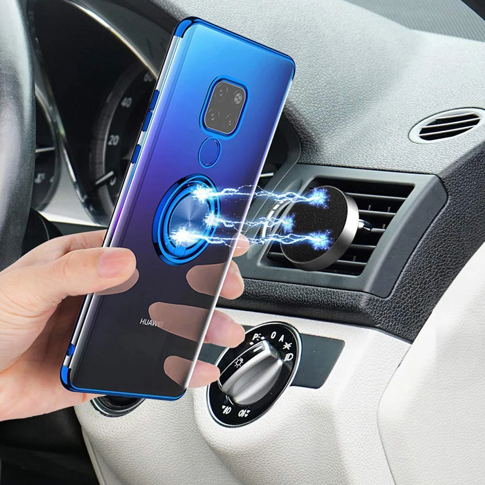 Магнитный автомобильный держатель-кольцо для Huawei P30 P20 Lite Pro мягкий чехол из ТПУ с