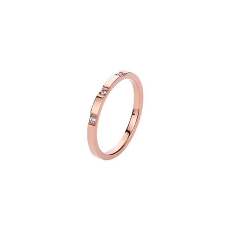 

Titanium Steel Small Cubic Zirconia Wedding Ring For Woman Rose Gold Color Crystal Wedding Jewelry KK009-1