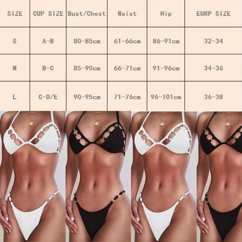 UK Womens Padded Push-up Halter Triangle Bikini Bra Set Thong Hollow Out Brazilian Swimsuit Bathing Suit Swimwear Beachwear |