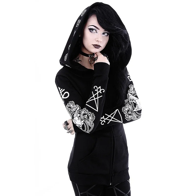 

Gothic Cavel Printed 2022 New Design Hot Sale Hoodies Sweatshirts Women Casual Kawaii Harajuku Sweat Girls European Tops Korean