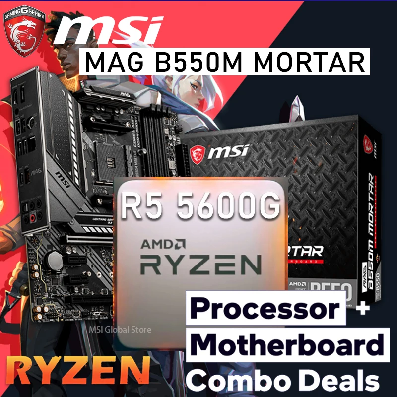 

Материнская плата MSI MAG B550M с AMD Ryzen 5 5600G, игровая комбинированная материнская плата AM4 Ryzen Kit 5600G DDR4 OC AMD B550, материнская плата AM4, новинка