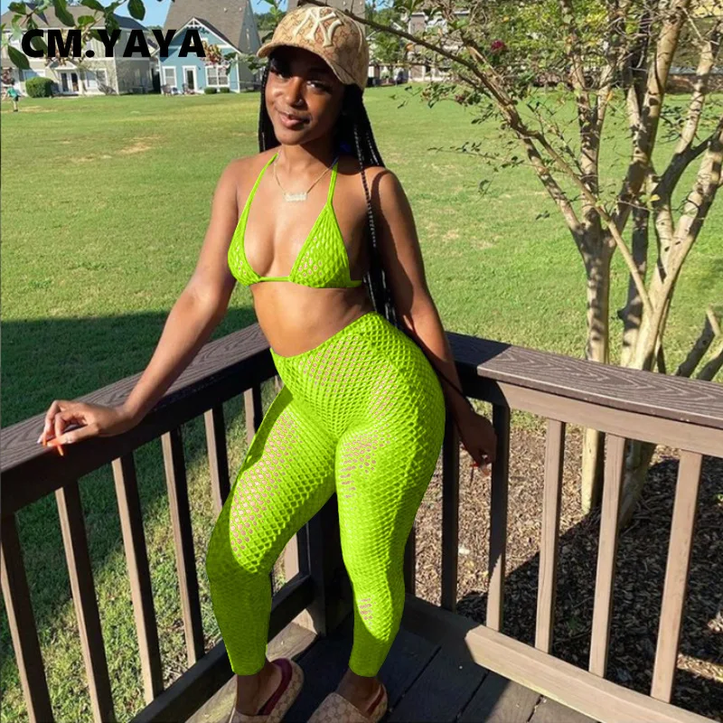 Женский комплект бикини CM.YAYA однотонный сетчатый бюстгальтер на бретелях с