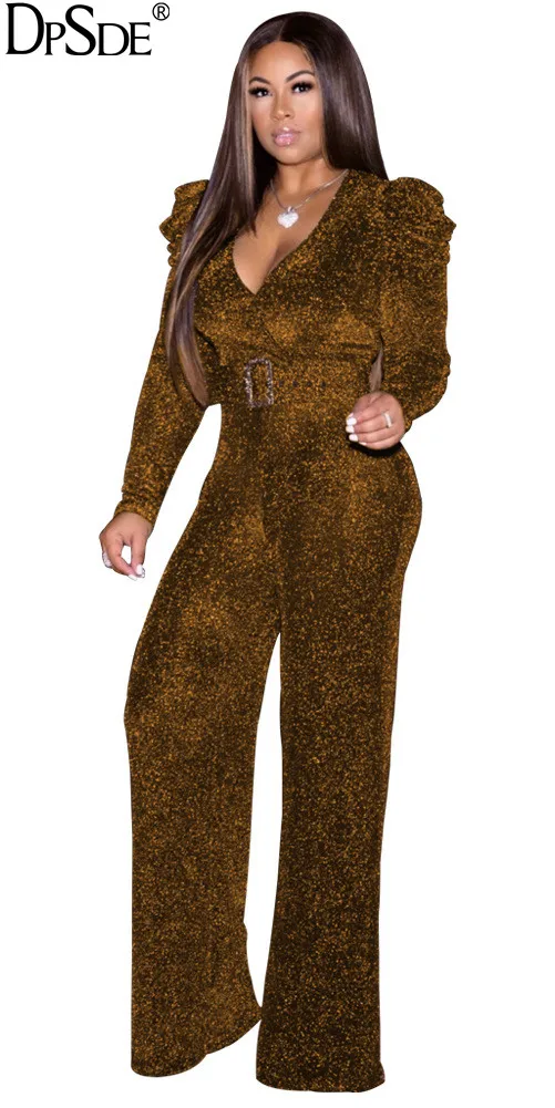 Элегантный длинный красный комбинезон DPSDE с блестками для женщин