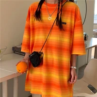 new gradient color striped t shirt harajuku loose style short sleeved streetwear hip hop all match casual fashion men%e2%80%99s clothes