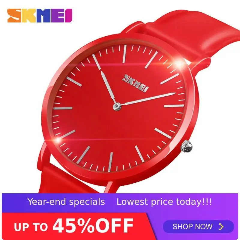 

SKMEI Women Watch Quartz Wrist Female Leather Band Watches Round Large Dial Couple Waterproof Wristwatch Relogio Masculino 9179