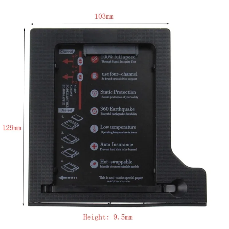 Корпус для жесткого диска Горячая Распродажа дюйма 1 ТБ 2nd HDD Caddy 9 5 мм SATA 3 0 корпус