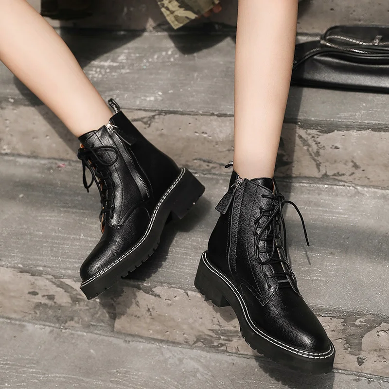 Ботинки martin в Корейском стиле женские ботинки на низком каблуке Новинка 2019 года