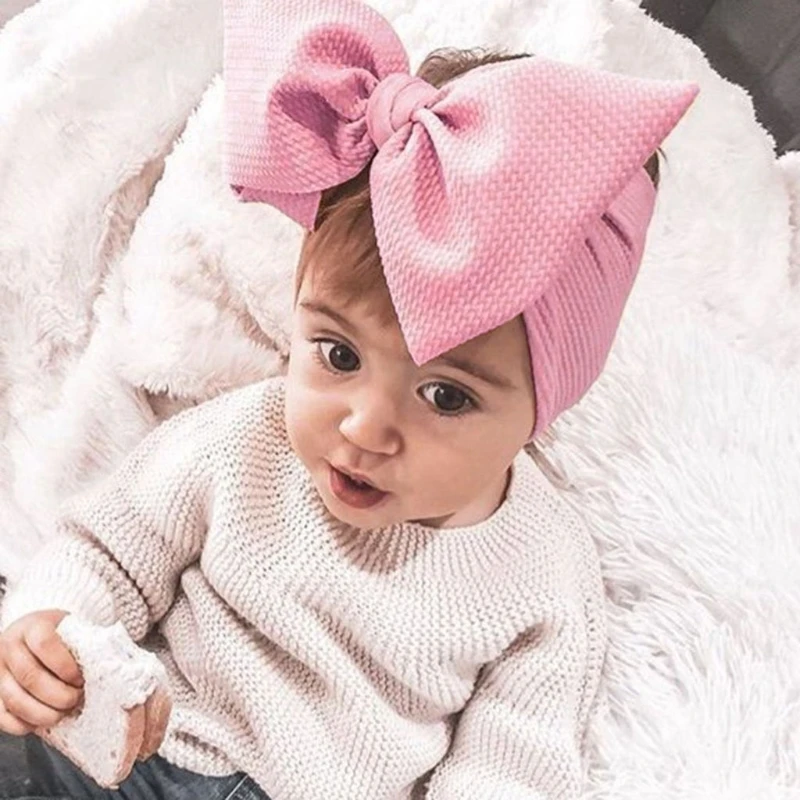

3 Pcs/Set Baby Girls Lovely Bow Hairband Elastic Wide Headband Stretch Knot Band N84E