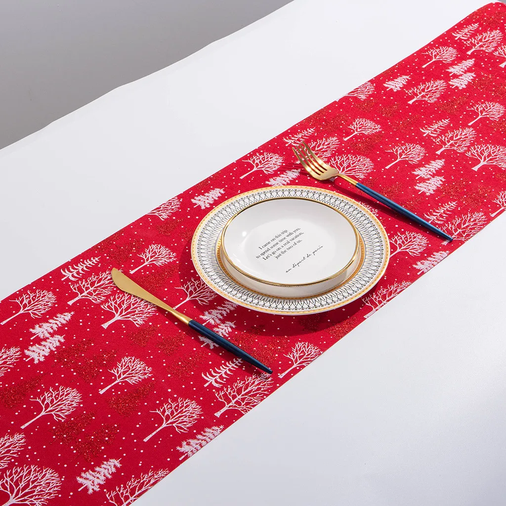 Новая скатерть с Рождеством Красный снежинка снеговик длинные Настольная