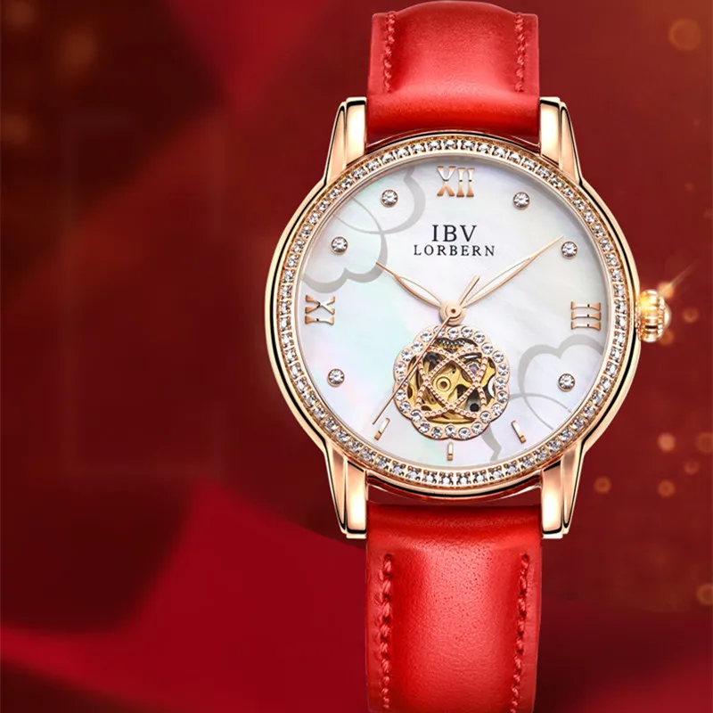 

Floral Hollow Mechanical Watches for Women Self-winding Automatic Crystals Wrist watch Natural Shell Dial Analog Watches Brand