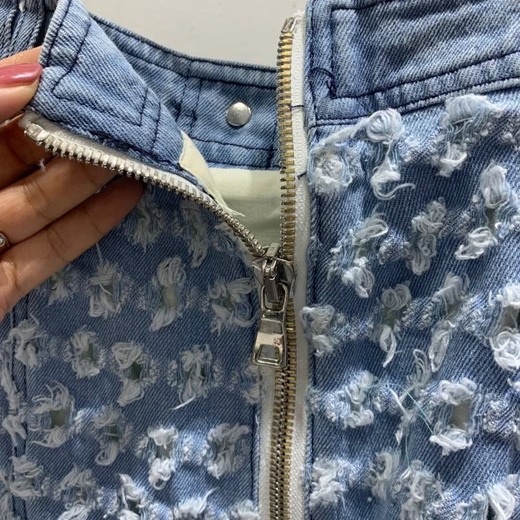 Шикарная Женская рваная джинсовая юбка 2019 летние женские юбки A739|Женские юбки| |