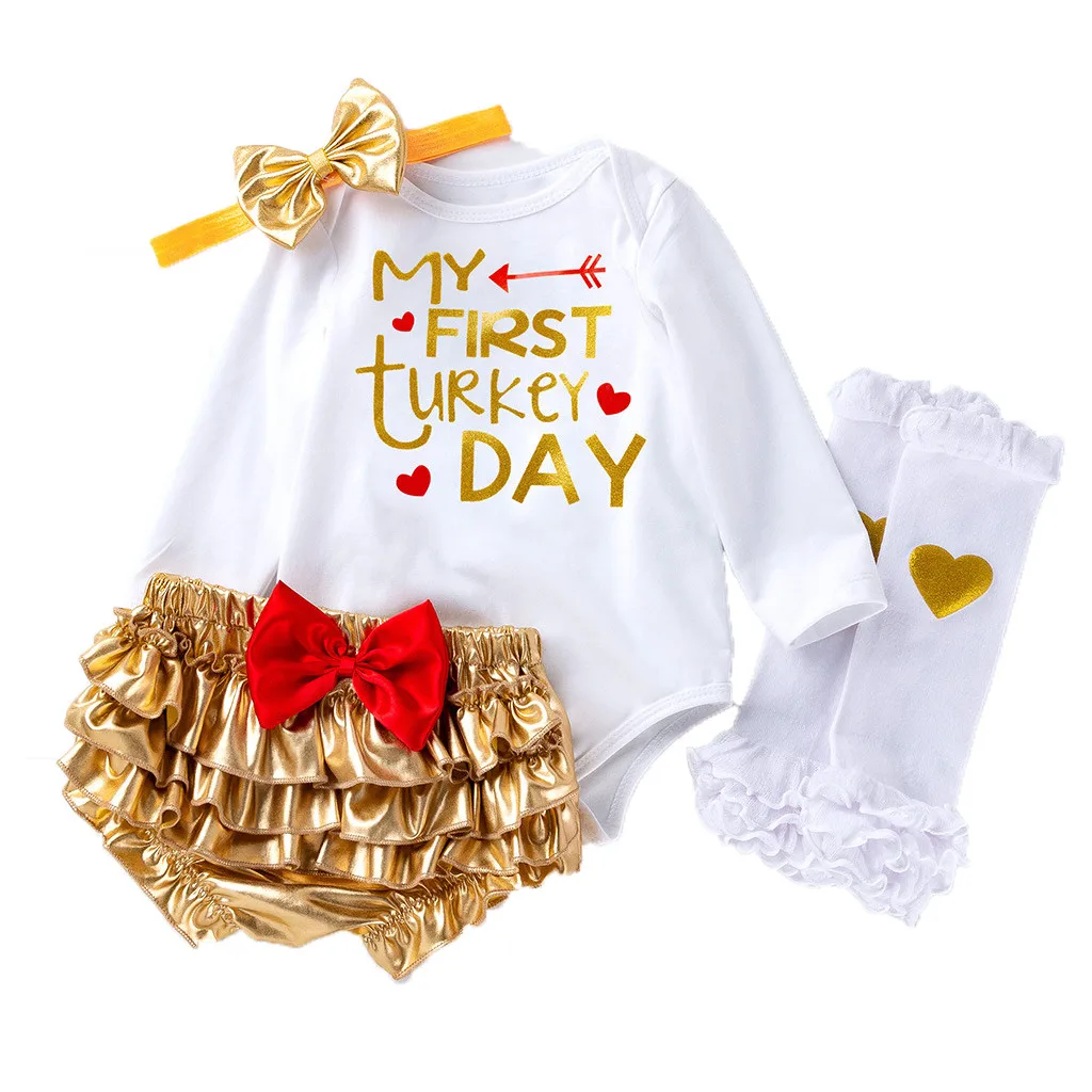 Комплект одежды для маленьких девочек на День Благодарения комбинезон с