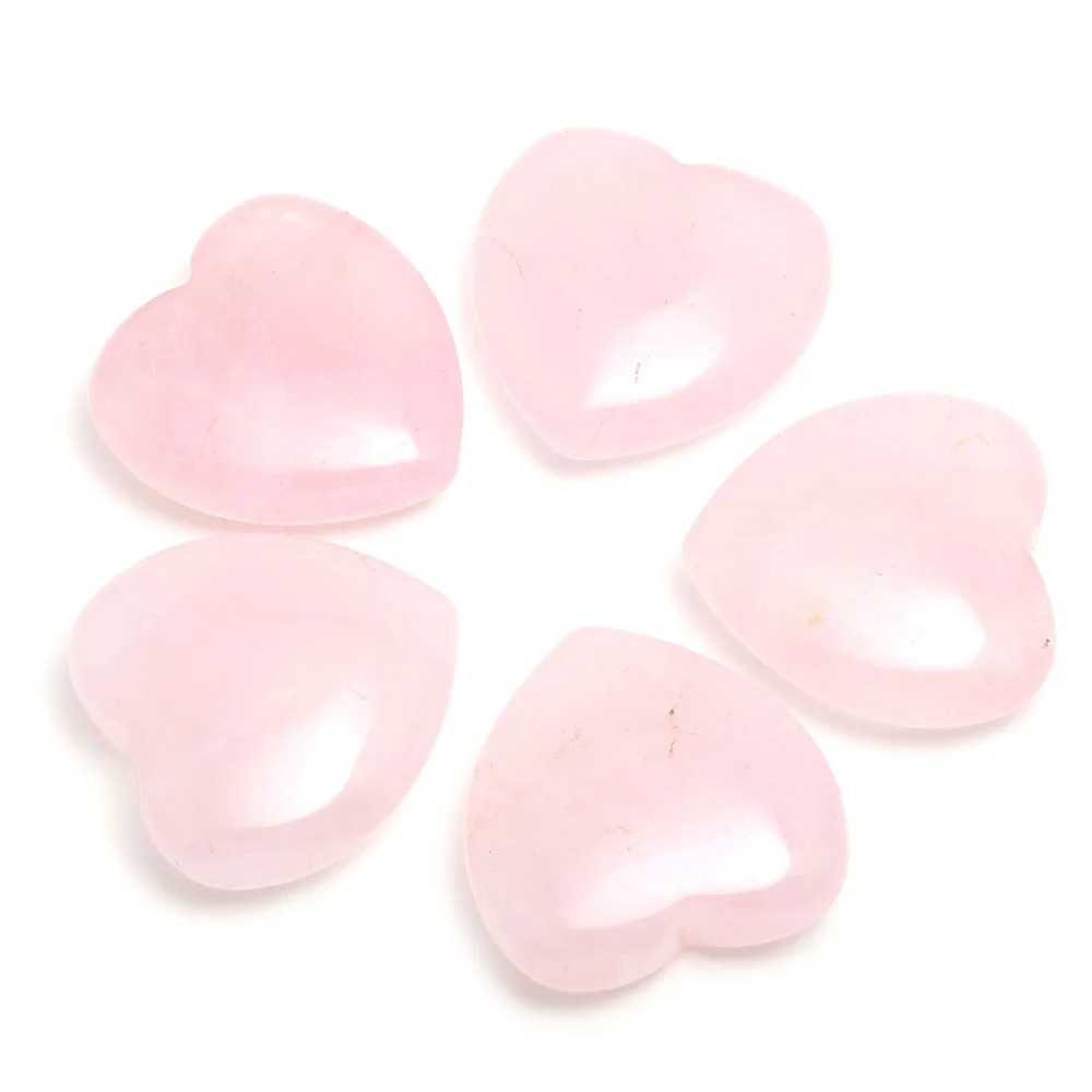 

Natural Crystal Stone Pendants Nonporous Heart Shape Rose Quartz Stone Charms for Jewelry Making Necklace Bracelet Gift