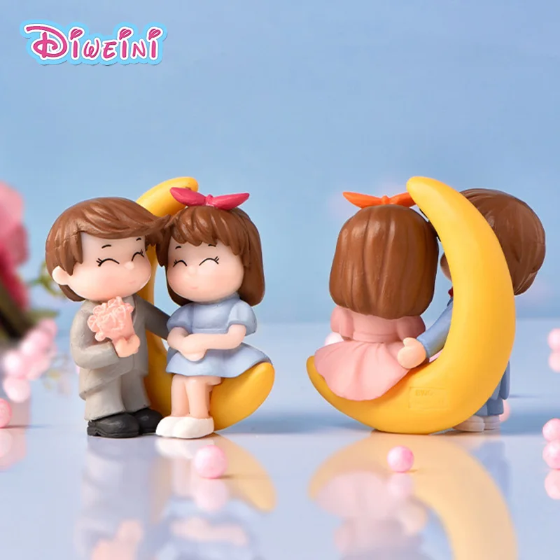 

Lover Moon Couple Boy Girl Action Figure Cartoon Character Model Figurine Birthday Cake Decoration Toy Doll House Gift For Kids
