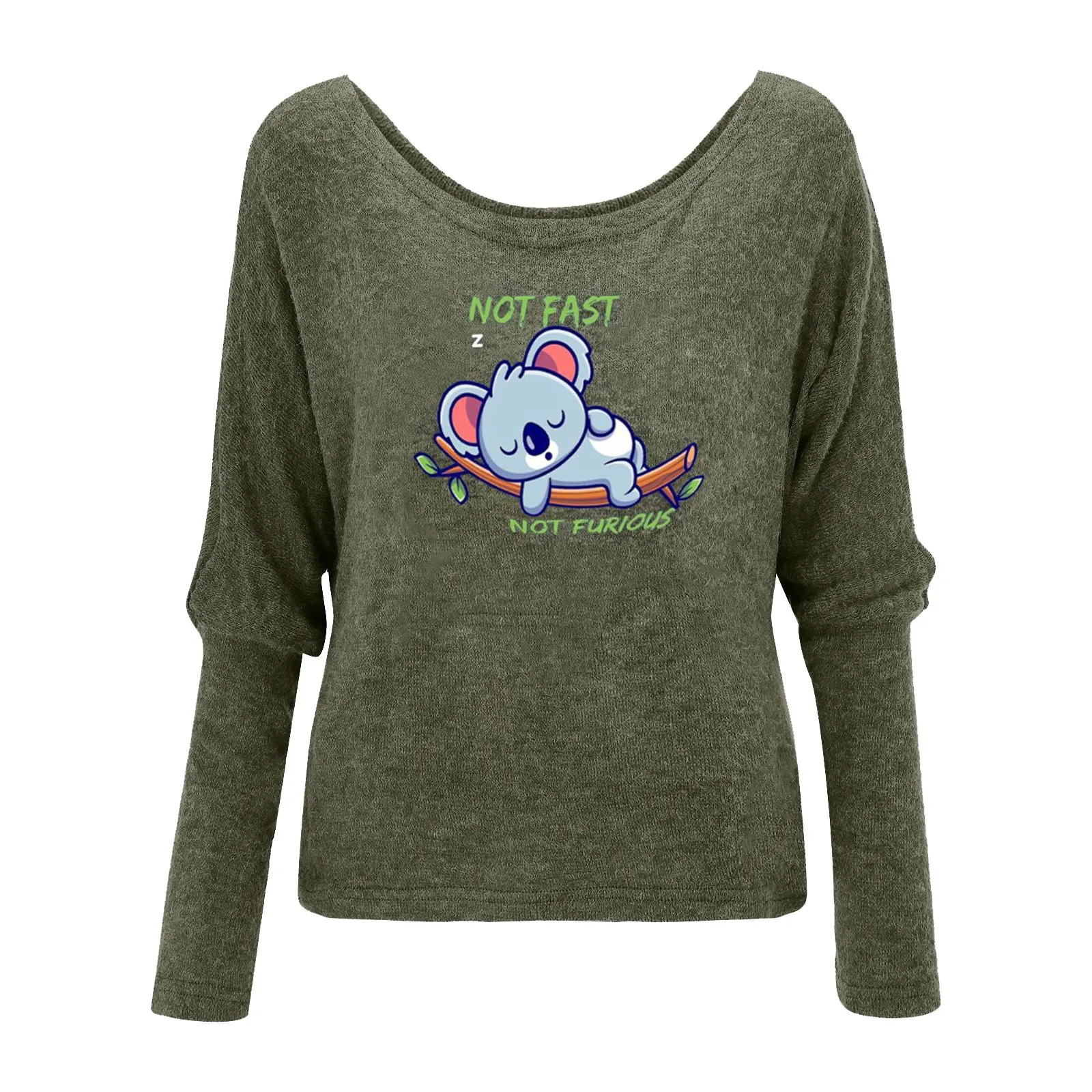 

Autumn women's blouse multi-color printing off-the-shoulder loose long-sleeved bottoming shirt fashionable and comfortable top