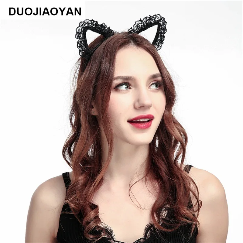 Продажа кружевных обручей с кошачьими ушками для девочек обруч лисы ветровой