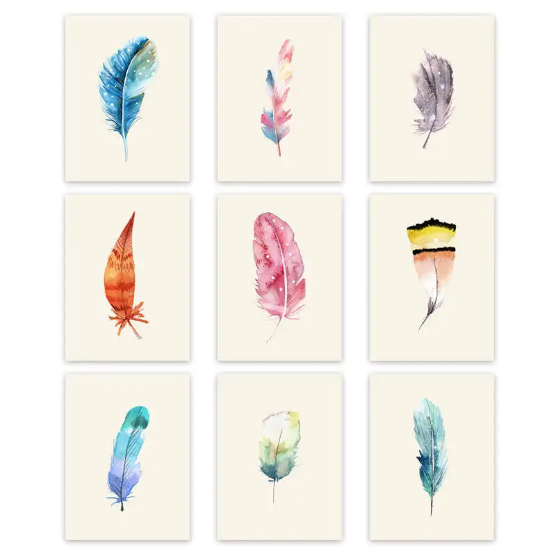 

Wall Art Poster Abstract Feather Nordic Minimalist Canvas Painting Modern Decorative Pictures for Home Live Decor(No Frame)