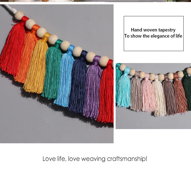 Гобелен с радужной кисточкой хлопковая нить ручной работы макраме настенный