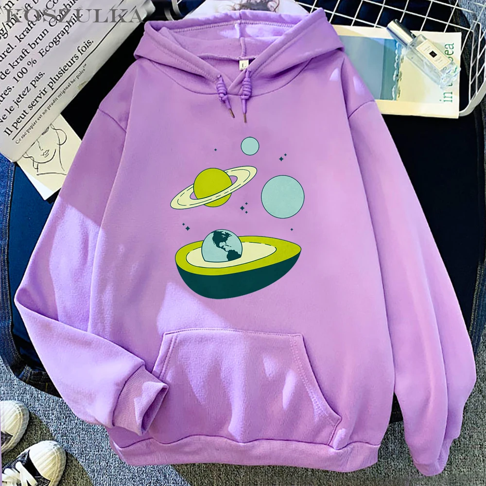 

2021 New Cartoon Avocado Printed Tops Ullzang Funny Graphic Female Hoodies Long Sleeve Casual Fashion Cartoon Clothes