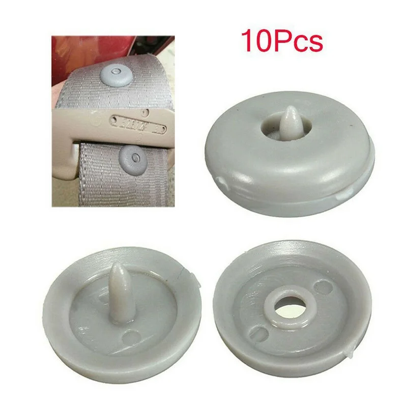 

10Pcs Car Seat Belt Buckle Stop Button Clips Auto Belt Anti Slip Stop Retainer Rivet Button Clips Gray Interior Parts Universal