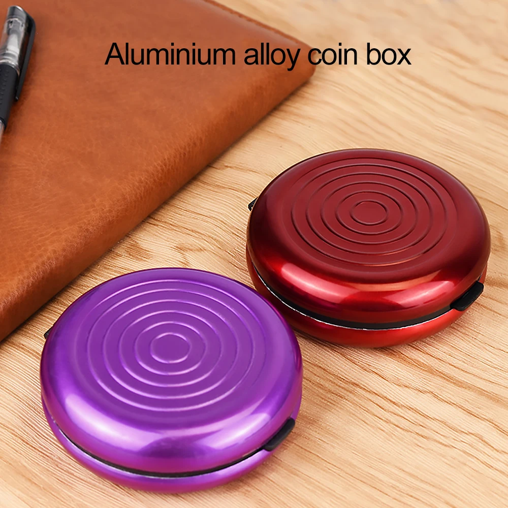 

1pc Aluminium Round Euro Coin Dispenser Holder Purse Wallet Hold Coins Tools Accessory Storage Box
