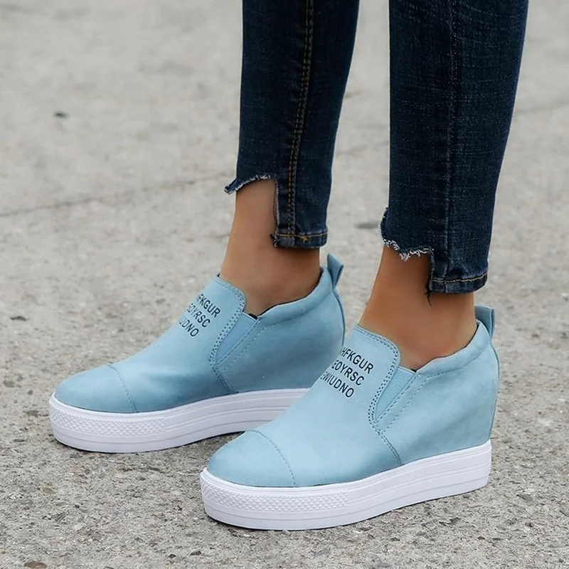 Autumn Women Platform Wedges Vulcanized Ankle Boots Height Increasing Female High Heel Shoes Ladies Fashion Plus Size 35-43