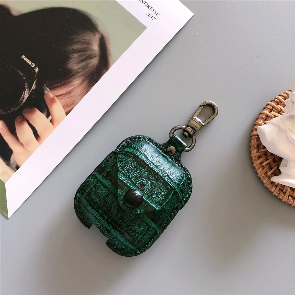 Чехол из крокодиловой кожи для Airpods 1 2 Bluetooth беспроводные наушники ретро PU кожаный чехол для AirPods 1 2 Крышка гарнитура зарядная коробка