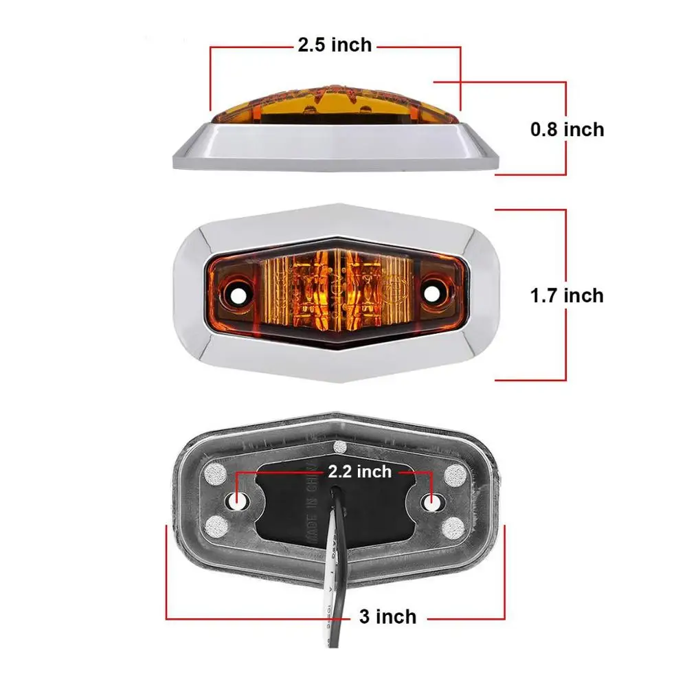 Fuleem 10 шт. хромированный ободок 2 5 дюйма светодиодный Янтарный грузовик прицеп