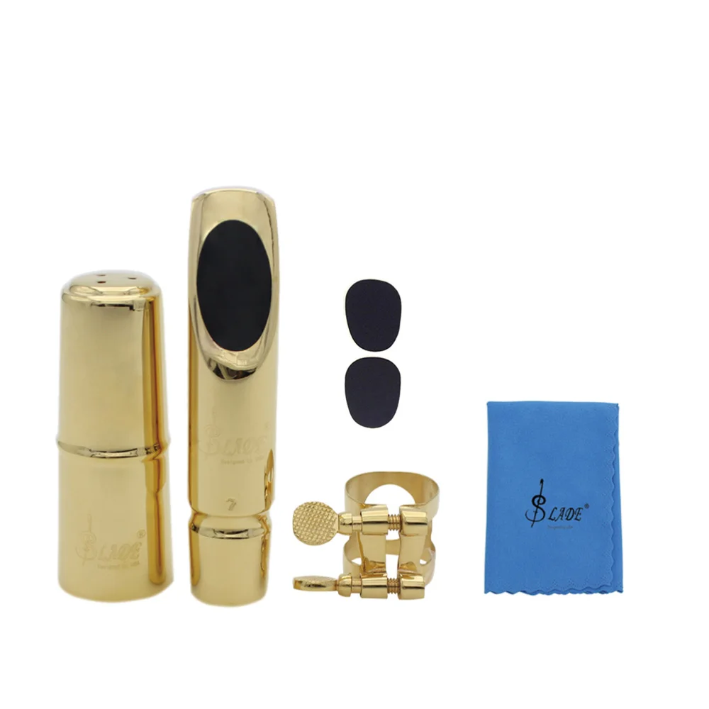 

Gold Plated Alto Saxophone Head Saxophone Metal Mouthpiece with Cap Saxophone Accessories (#6)