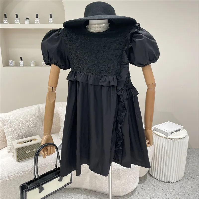 

New Women's Clothing Summer 2021 Fashion Loose thin simple Sweet Ruffles Puff sleeve dress