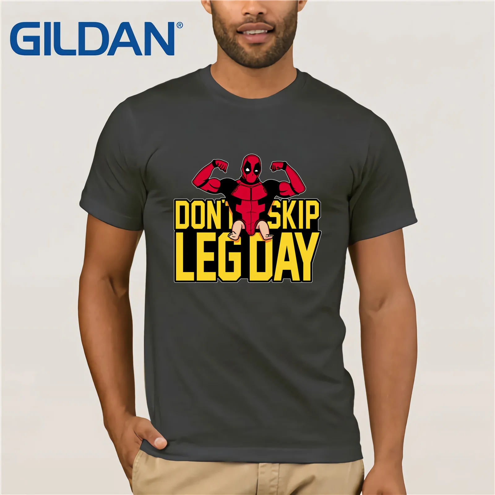 Мужская футболка с короткими рукавами Deadpool Don't Skip Leg Day хлопковая Забавные