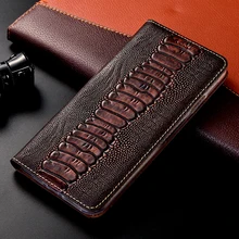 Ostrich Genuine Leather Case For Huawei P9 P10 P20 P30 P40 P50 Plus Pro Lite E Magnetic Cover
