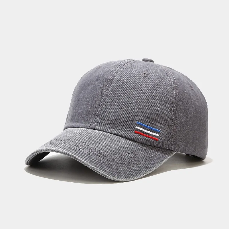 Бейсболка Мужская женская хлопковая с вышивкой в синюю красную и белую полоску