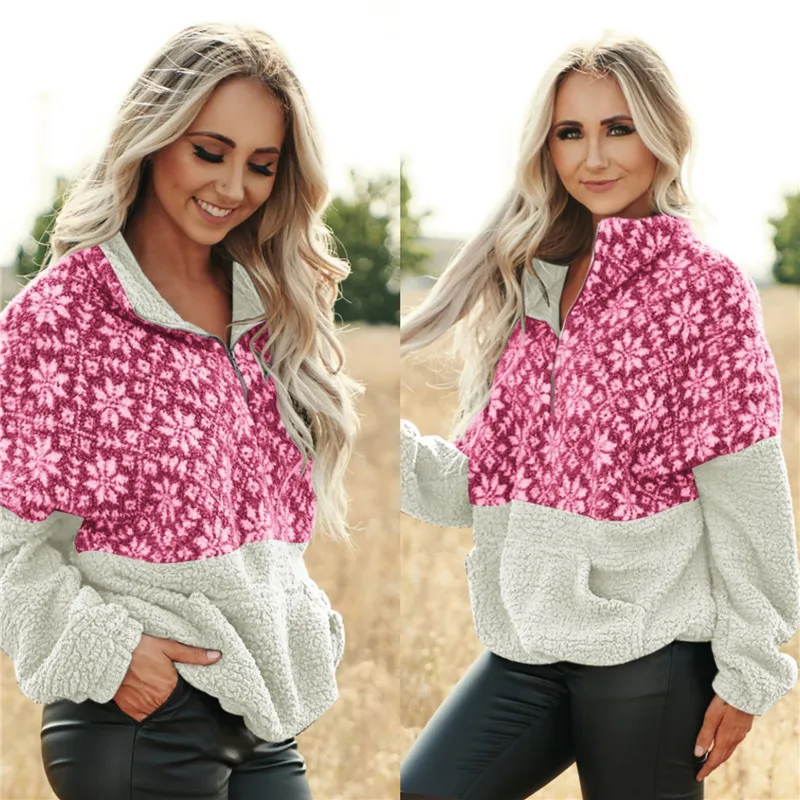 

Ymwmhu Flower Graphic Women Hoodies Long Sleeve Turn-down Collar Winter Warm Sweatshirt Loose Fit Clothes Casual Tops Oversize